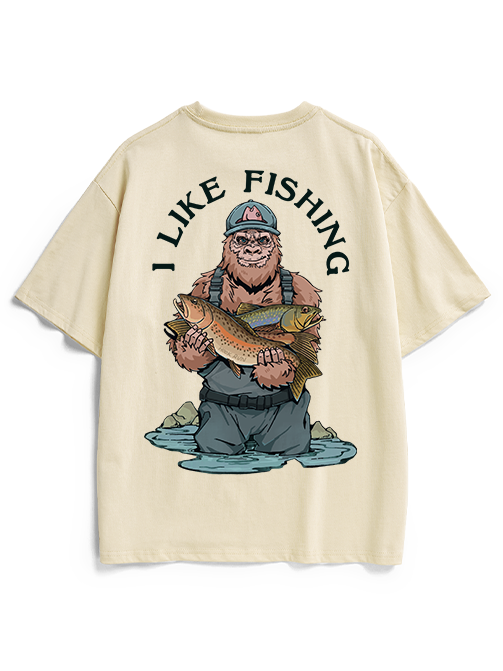 Bigfoot Loves Trout Unisex Heavyweight Cotton T-Shirt