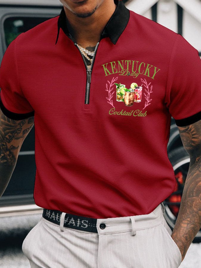 Men's Horse Racing Printed Casual Polo Shirt