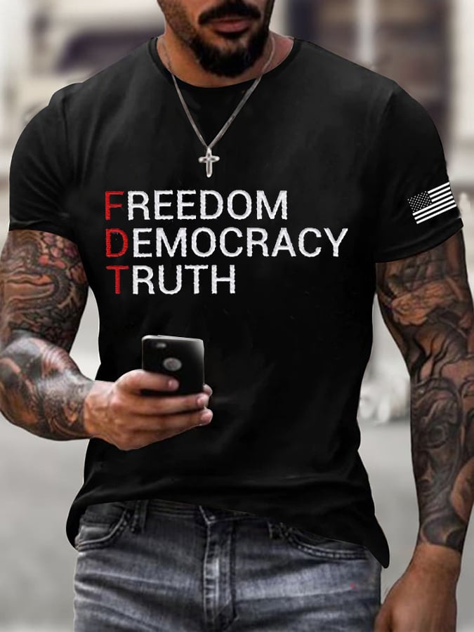 Men's FDT “Freedom Democracy Truth” Print T-Shirt