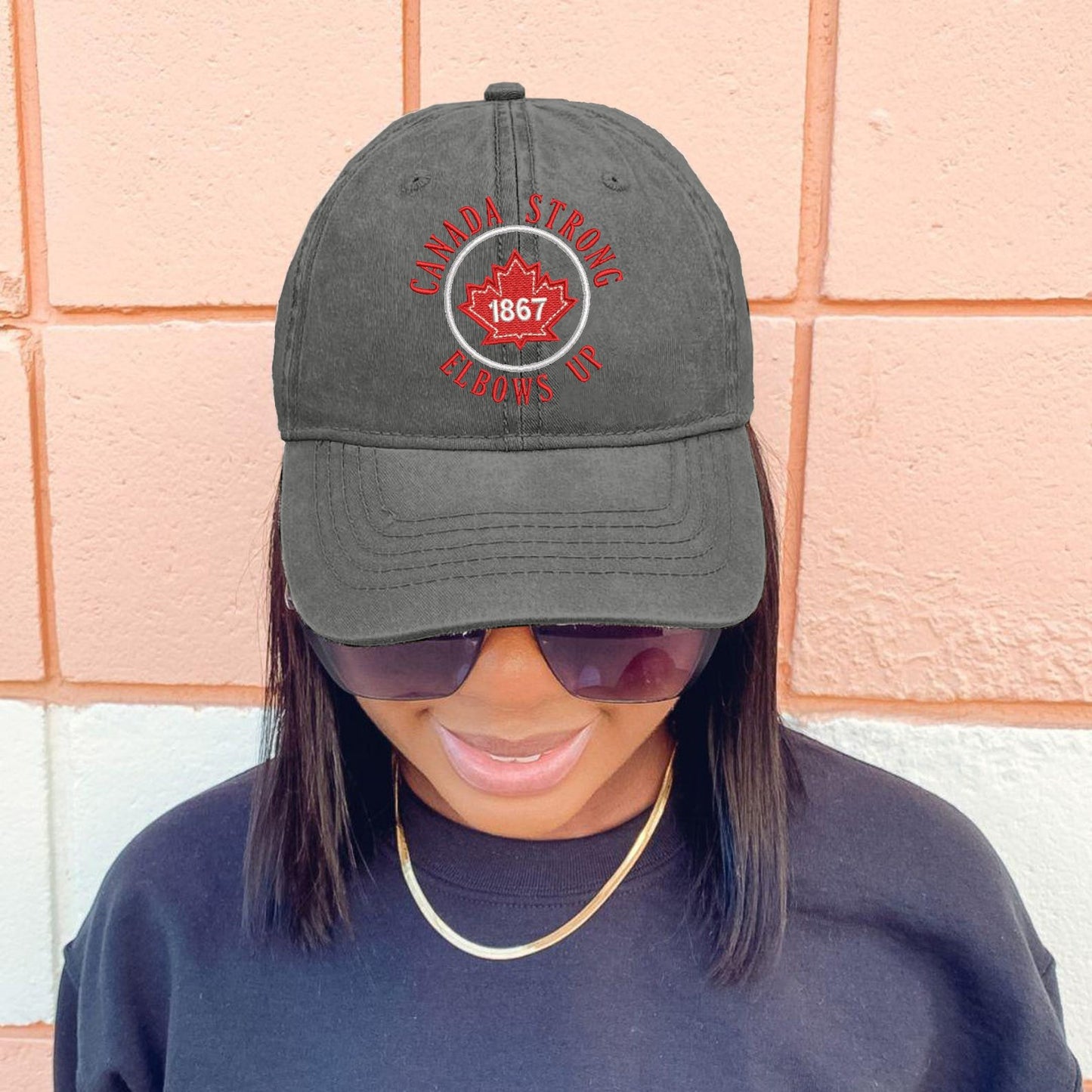 Retro Canada Strong Elbows Up Print Baseball Cap