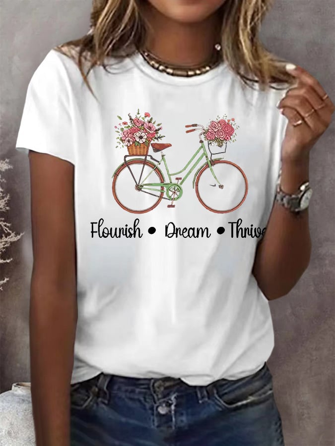 Women's  Flourish Dream Thrive Print T-Shirt