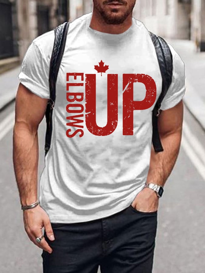 Men'S Retro Canada Elbows Up Printed Casual Crew Neck T-Shirt