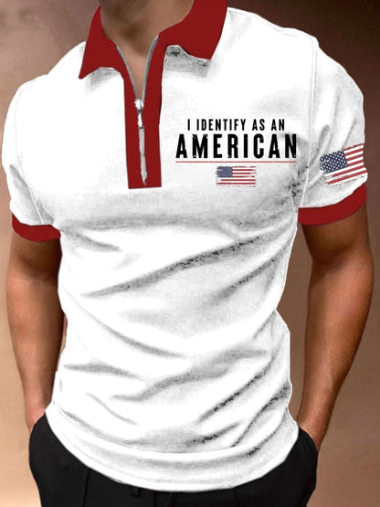 Men's I Identify As An American Print Polo Shirt