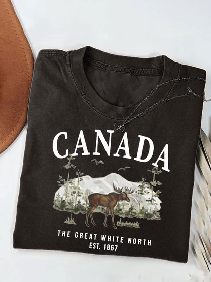 Womens Canada The Great White North Print Casual T-Shirt
