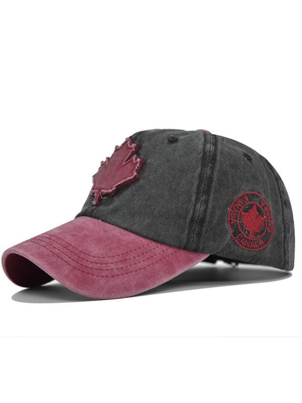 Retro Canadian Maple Leaf Embroidered Washed Baseball Cap