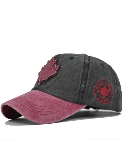 Retro Canadian Maple Leaf Embroidered Washed Baseball Cap