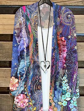 Women's Floral Print Casual Long Sleeve Cardigan