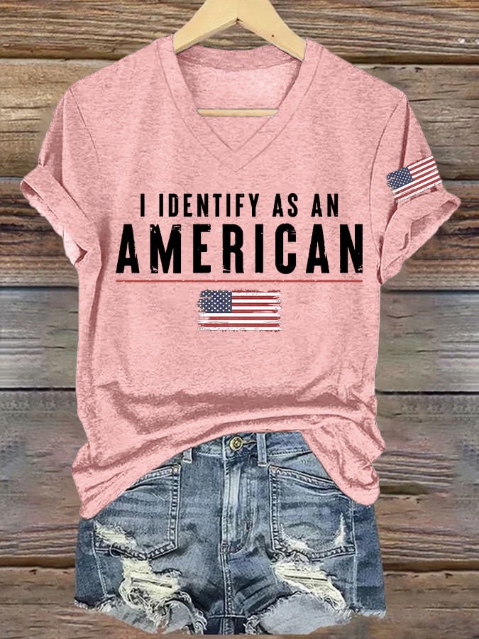 Women's I Identify As An American Printed T-shirt