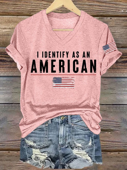 Women's I Identify As An American Printed T-shirt