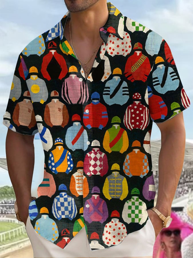 Men'S Retro Kentucky Derby Printed Shirt