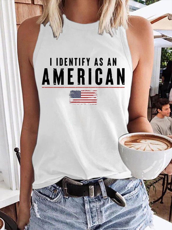 Women's I Identify As An American Print Tank Top
