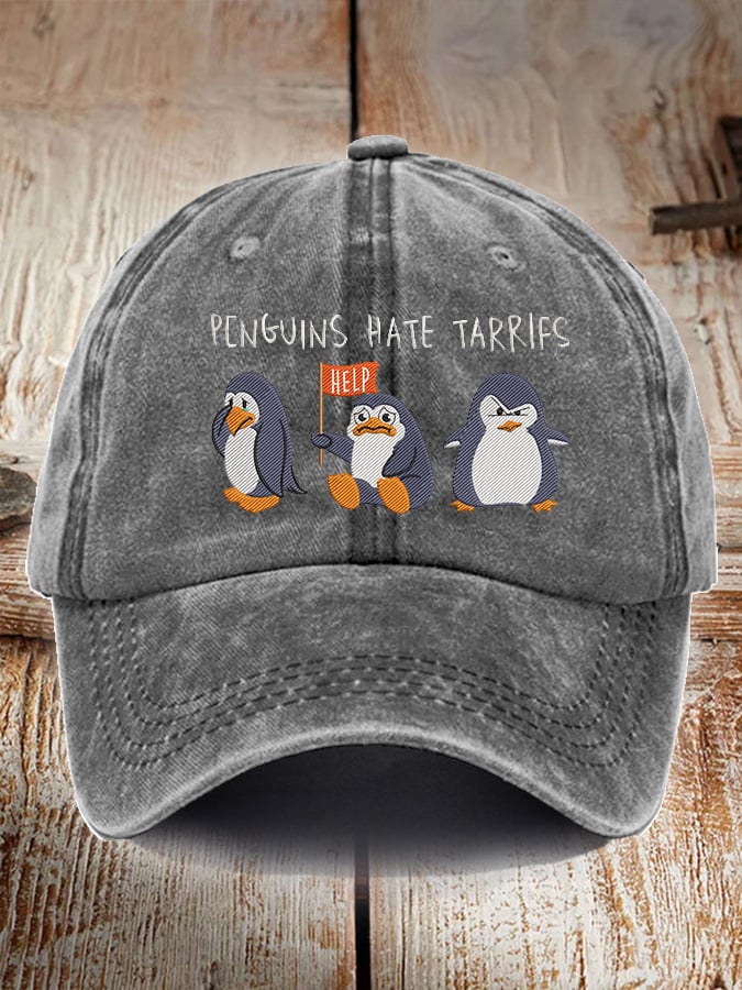 Unisex Penguins Hate Tarrifs Print Hat