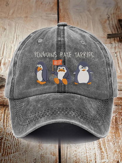 Unisex Penguins Hate Tarrifs Print Hat