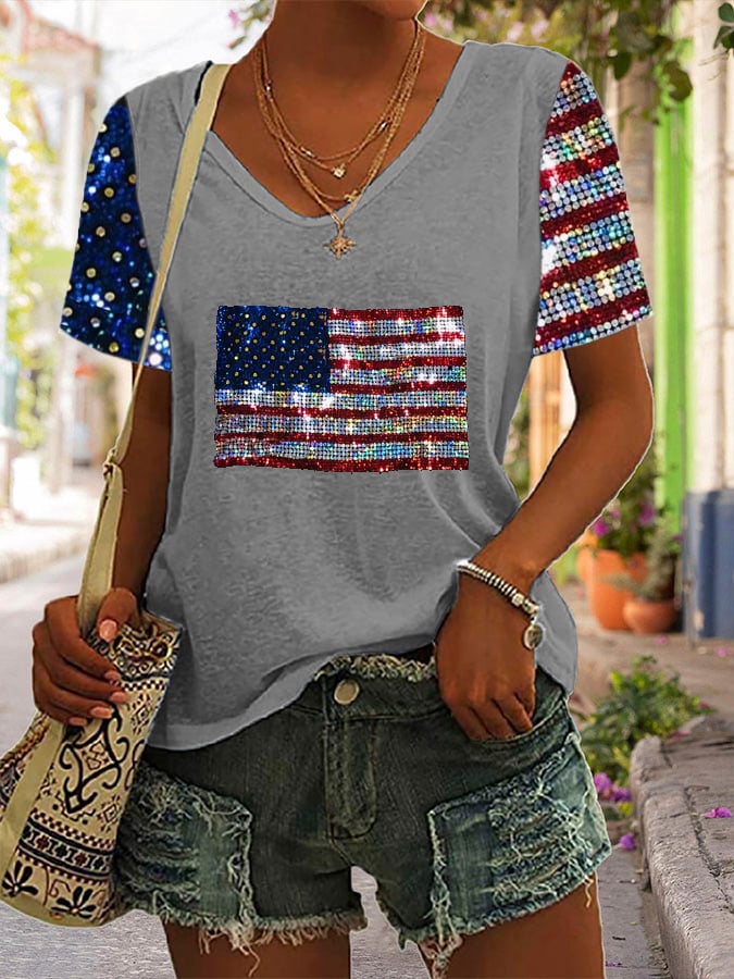 Women's Independence Day Printed Casual T-Shirt