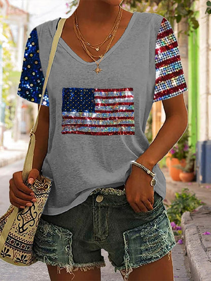Women's Independence Day Printed Casual T-Shirt