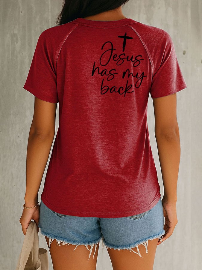 Women's Faith Cross Printed Short Sleeve T-shirt