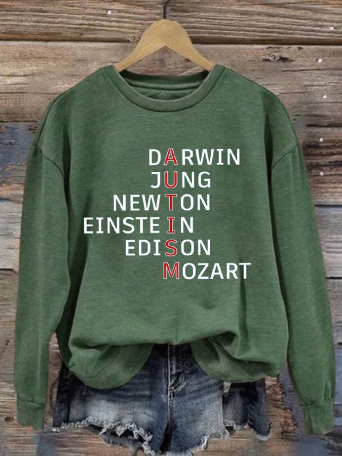 Women's Autism Awareness Print Casual Sweatshirt