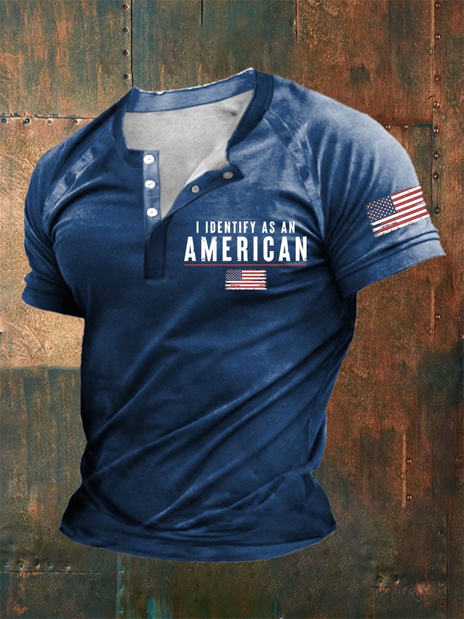 Men's Vintage I Identify As An American Print T-Shirt