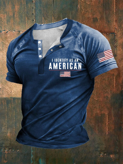 Men's Vintage I Identify As An American Print T-Shirt