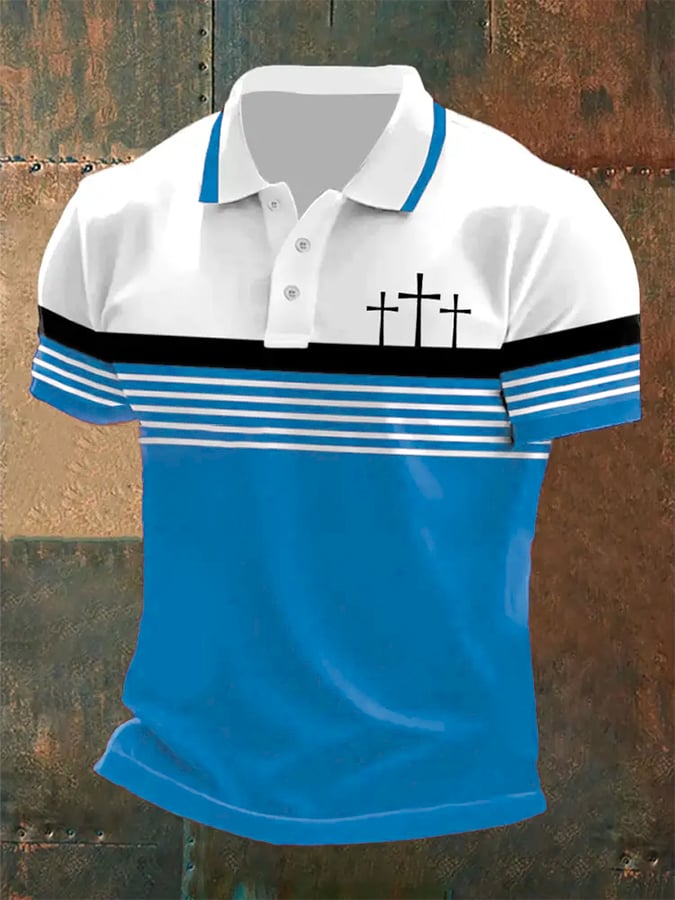 Men's Retro Faith  Casual Printed Polo Shirt