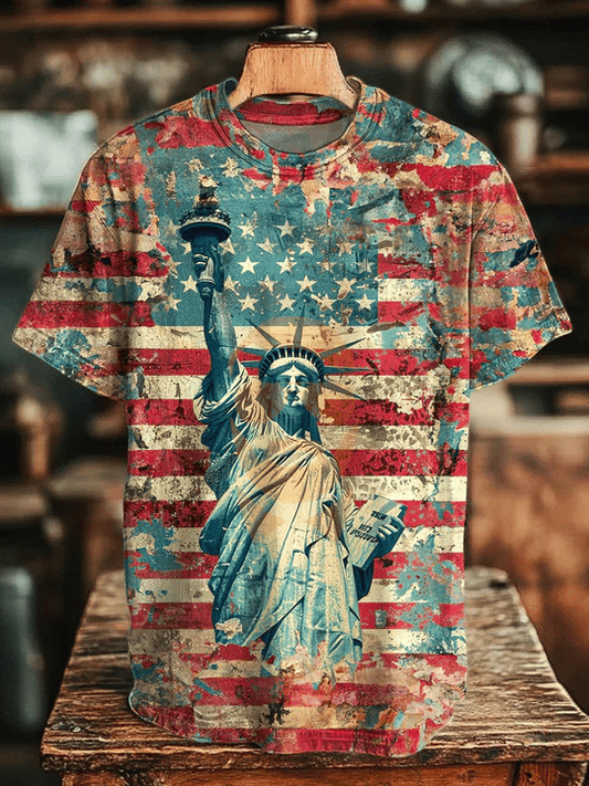 Men's Retro American Independence Day Printing T Shirt