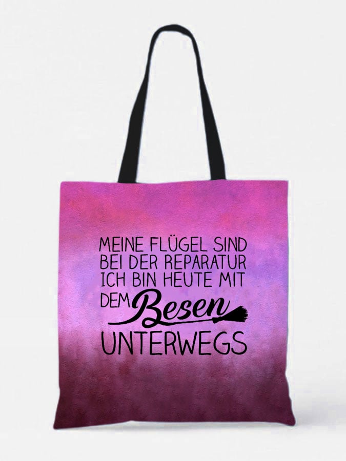 Unisex "Meine Flügel sind bei der Reparatur ..." German Slogan Print Shoulder Bag