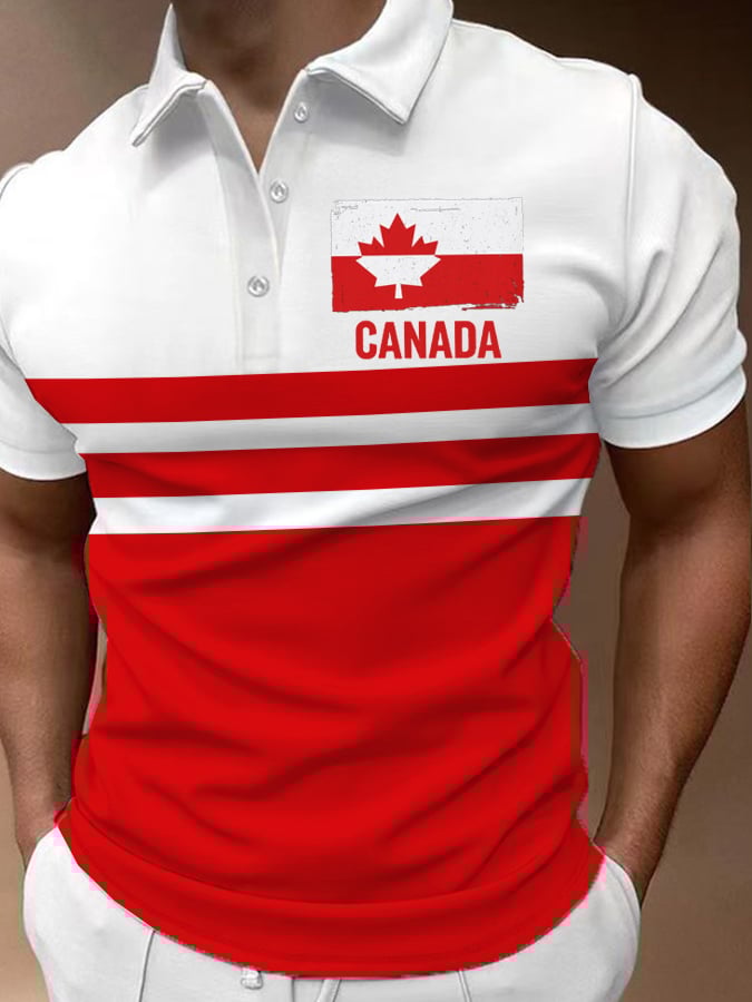 Men'S Retro Canada Printed POLO Shirt