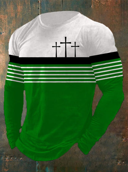 Men's Vintage Faith Print Long Sleeve T-Shirt