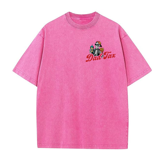 Dad Tax Washed And Distressed Pattern Crew Neck T-Shirt