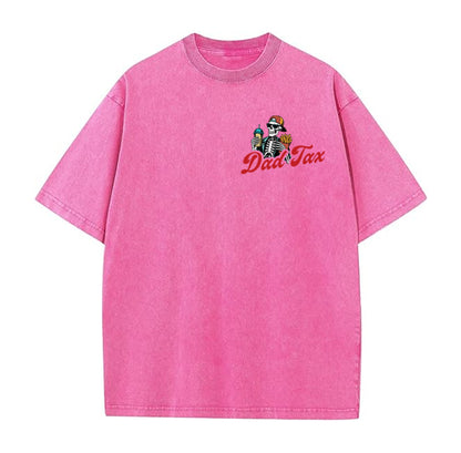 Dad Tax Washed And Distressed Pattern Crew Neck T-Shirt