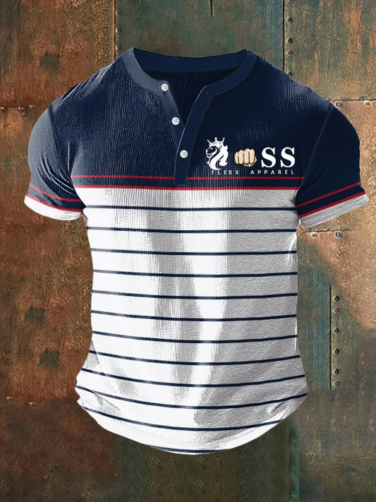 Business Casual Henley-Hemd mit Waffelmuster in Kontrastfarbe für Herren