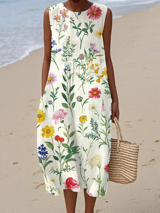 Women's Vintage Floral Print Casual Dress