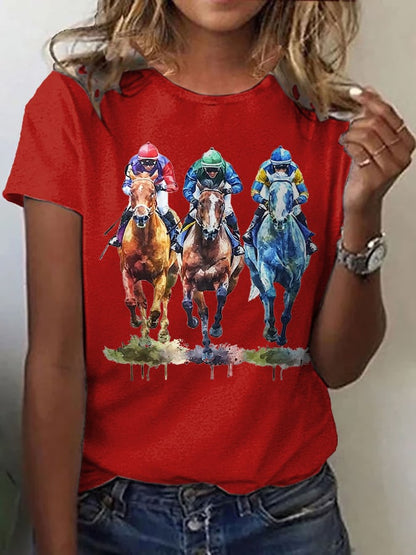 Women's Kentucky Derby Printed Casual T-Shirt