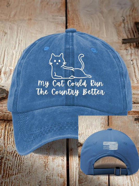 Retro FDT My Cat Could Run The Country Better Pride Baseball Cap