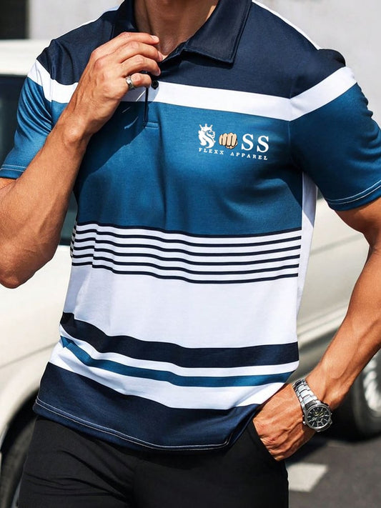 Kurzärmliges Poloshirt mit Business-Logo und Button-Down-Kragen für Herren