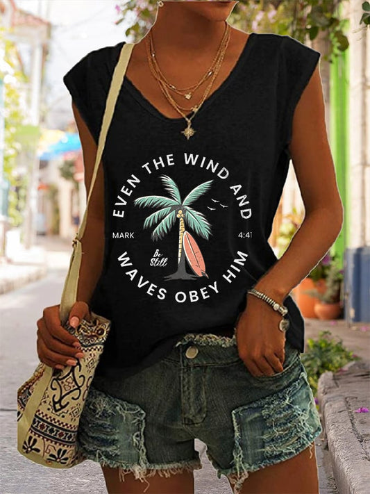 Women'S Casual Christian Scripture Print Tank Top