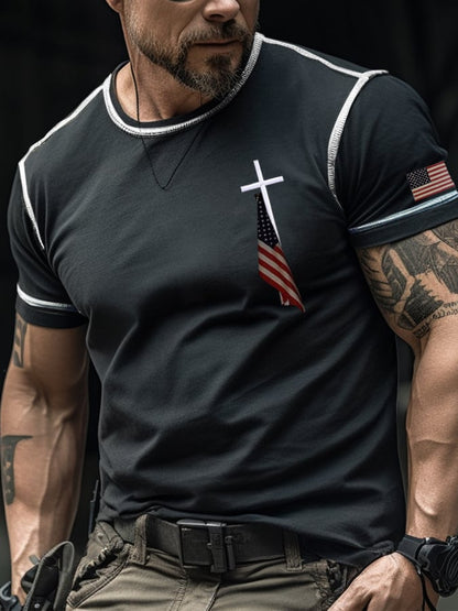 Men's Flag Cross Print T-Shirt