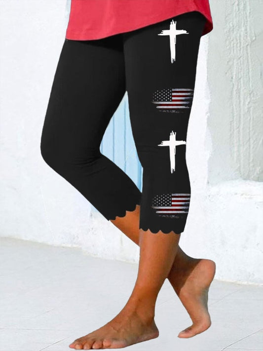 🔥Last Day 49% Off🔥Women'S Flag Cross Print Casual Leggings