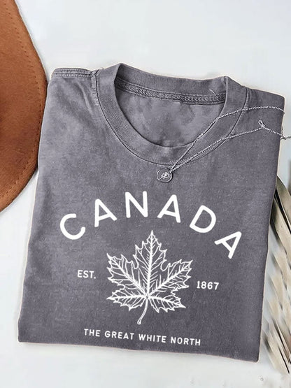 Womens Canada The Great White North Print Casual T-Shirt