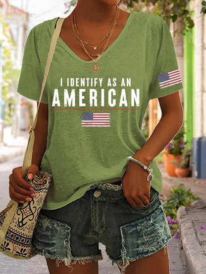 🔥Last Day 49% Off🔥Women's I Identify As An American Print Casual T-Shirt