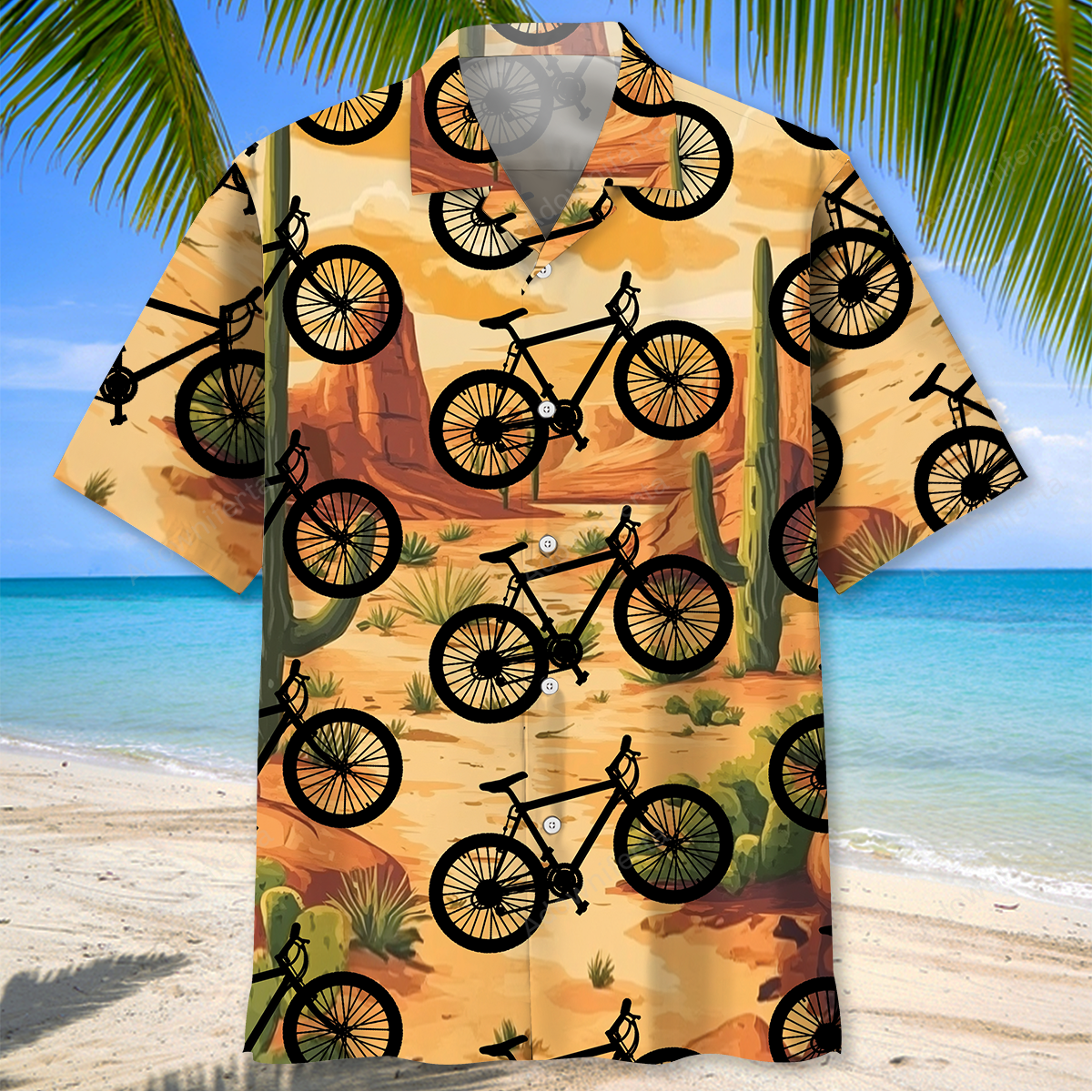 Mountain Bike Desert Cactus Hawaiian Shirt