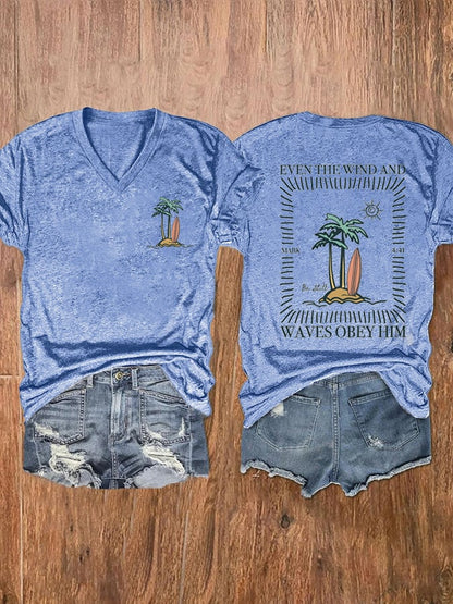 Women Christian Bible Quotes Print Short Sleeve T-Shirt