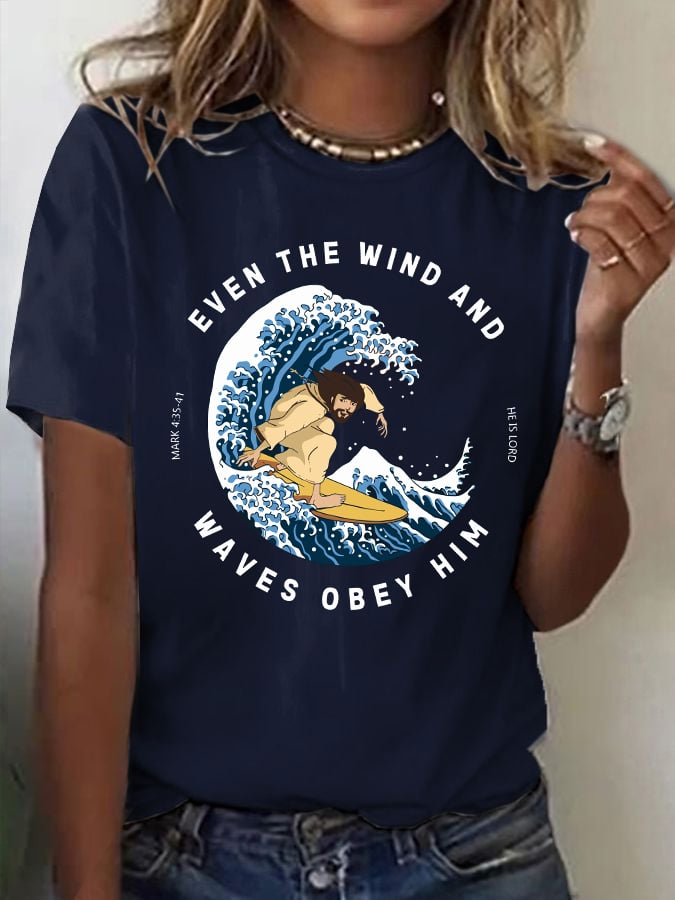 Women's Casual Christian Faith Bible Verse Printed Round Neck Short Sleeve T-Shirt