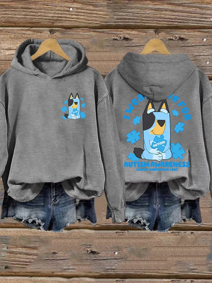Retro Autism Awareness I Wear Blue For Autism Print Hoodie