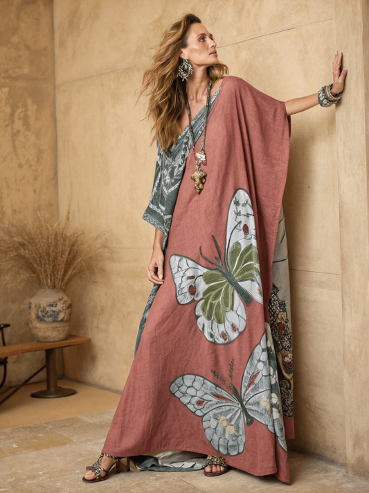 Women's cotton and linen one shoulder long skirt