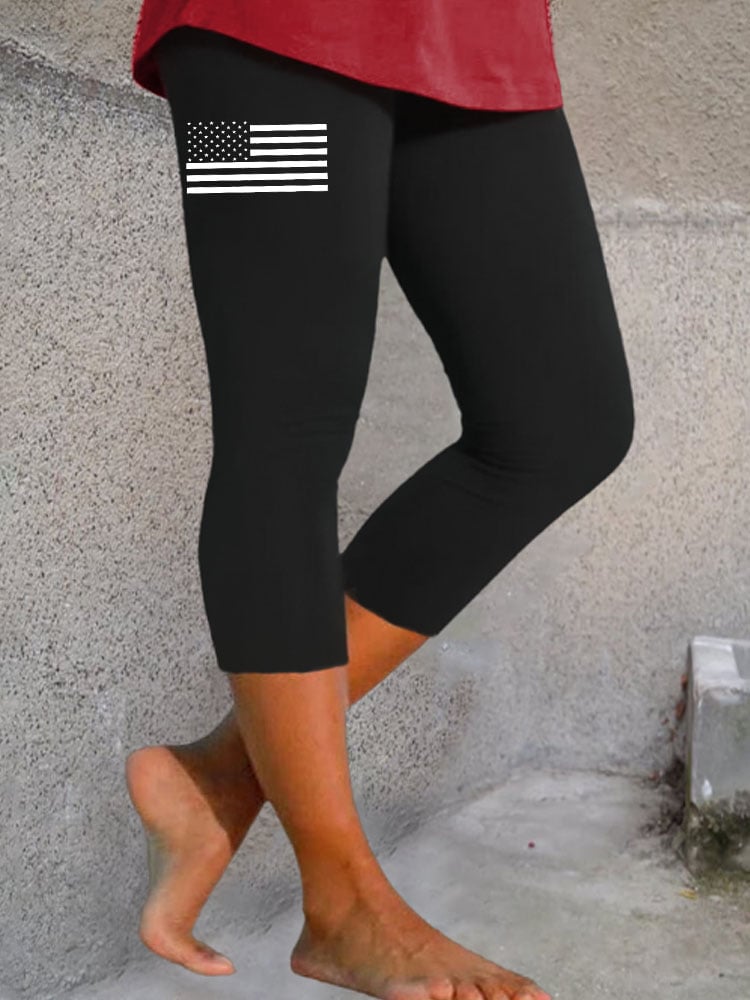 🔥Last Day 49% Off🔥Women's Cross Flag Print Casual Leggings