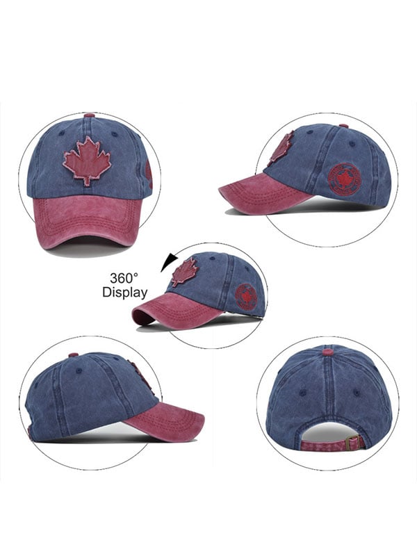 Retro Canadian Maple Leaf Embroidered Washed Baseball Cap