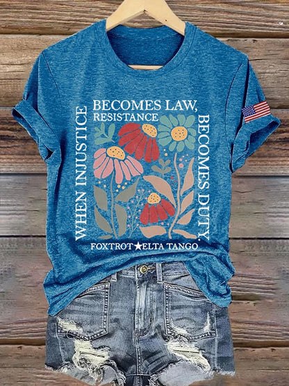 Women's fdt Flowers Printed Casual T-Shirt