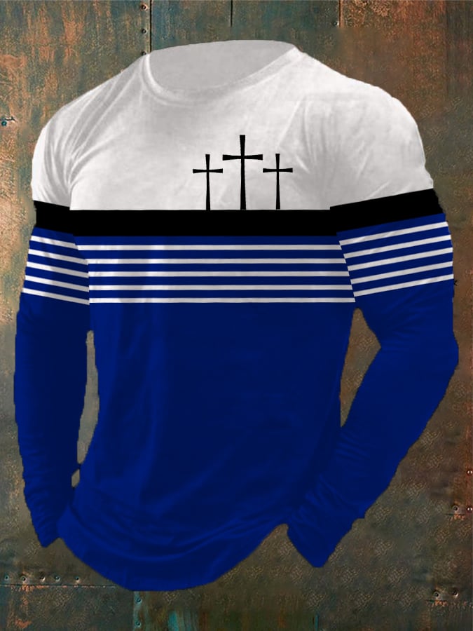 Men's Vintage Faith Print Long Sleeve T-Shirt