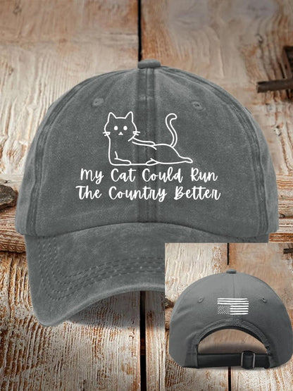 Retro FDT My Cat Could Run The Country Better Pride Baseball Cap